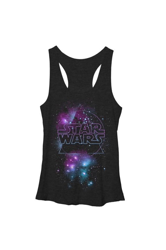 Women's Star Wars Galactic Logo Racerback Tank Top Black Heather Medium