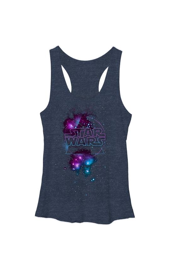 Women's Star Wars Galactic Logo Racerback Tank Top Navy Heather Large