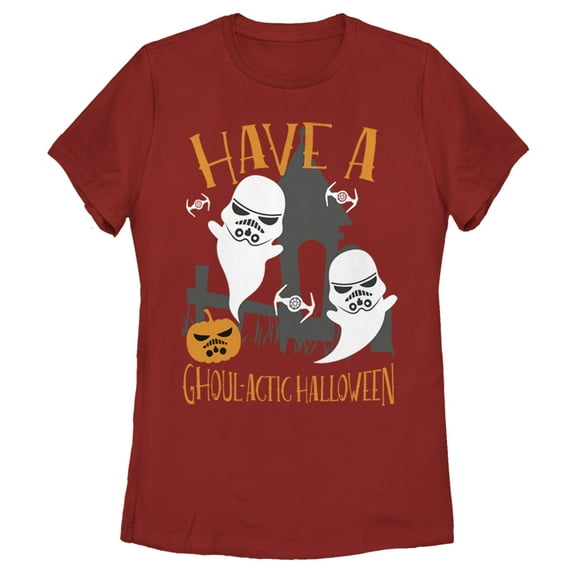 Women's Star Wars Ghoulactic Halloween Stormtrooper Graphic Tee Red 2X Large