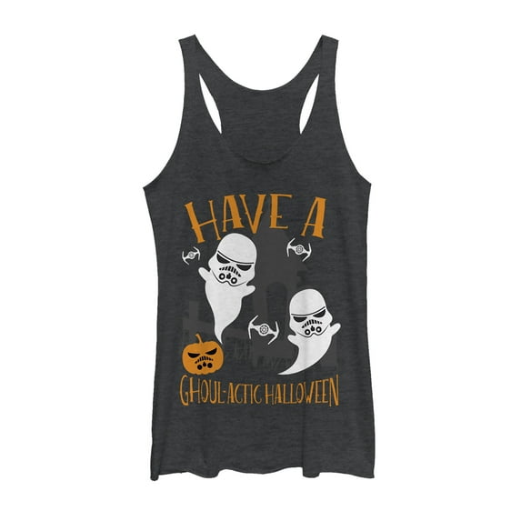 Women's Star Wars Ghoulactic Halloween Stormtrooper Racerback Tank Top Black Heather Large