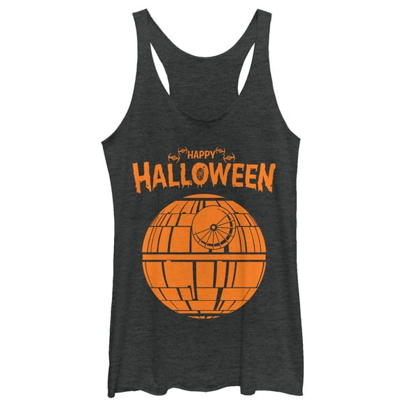 Women's Star Wars Halloween Death Star  Racerback Tank Top Black Heather 2X Large