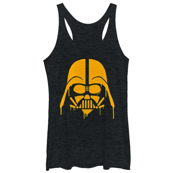 Women's Star Wars Halloween Dripping Darth Vader Helmet  Racerback Tank Top Black Heather Large