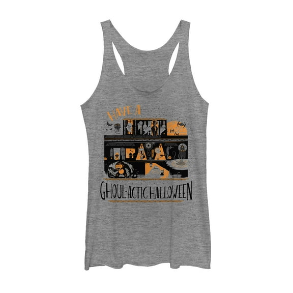 Women's Star Wars Halloween Ghoulactic Haunted House  Racerback Tank Top Gray Heather Medium
