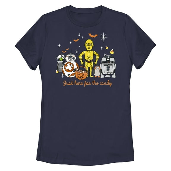 Women's Star Wars Halloween Here for Treat Friends  Graphic Tee Navy Blue Small