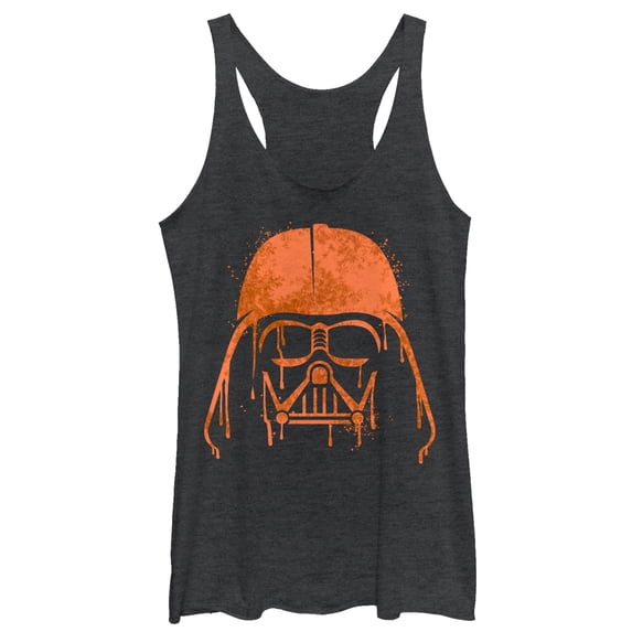 Women's Star Wars Halloween Vader Helmet Spray-Paint Racerback Tank Top Black Heather X Small