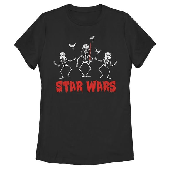Women's Star Wars Halloween Vader Skeletons Graphic Tee Black 2X Large