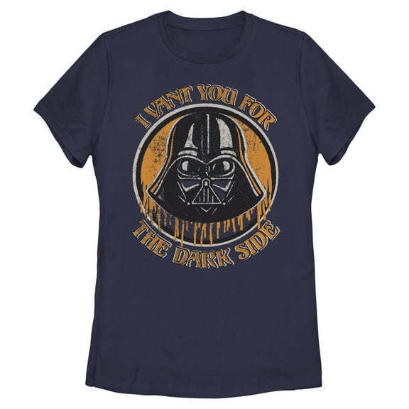 Women's Star Wars Halloween Vant You Vader  Graphic Tee Navy Blue Small