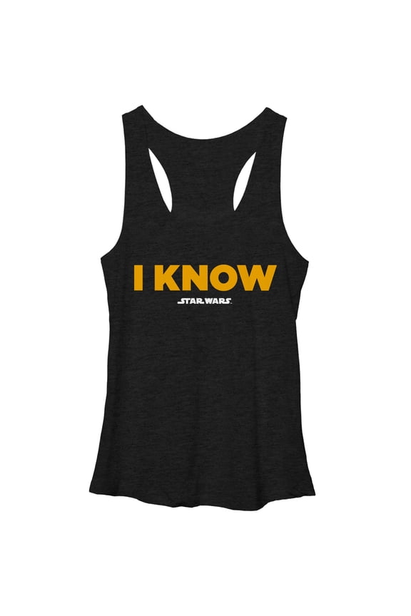 Women's Star Wars Han Solo I Know Racerback Tank Top Black Heather Large