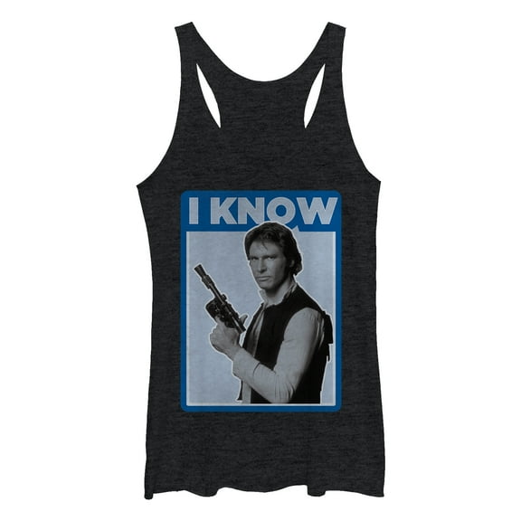 Women's Star Wars Han Solo Quote I Know  Racerback Tank Top Black Heather Medium