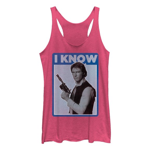 Women's Star Wars Han Solo Quote I Know Racerback Tank Top Pink Heather Large