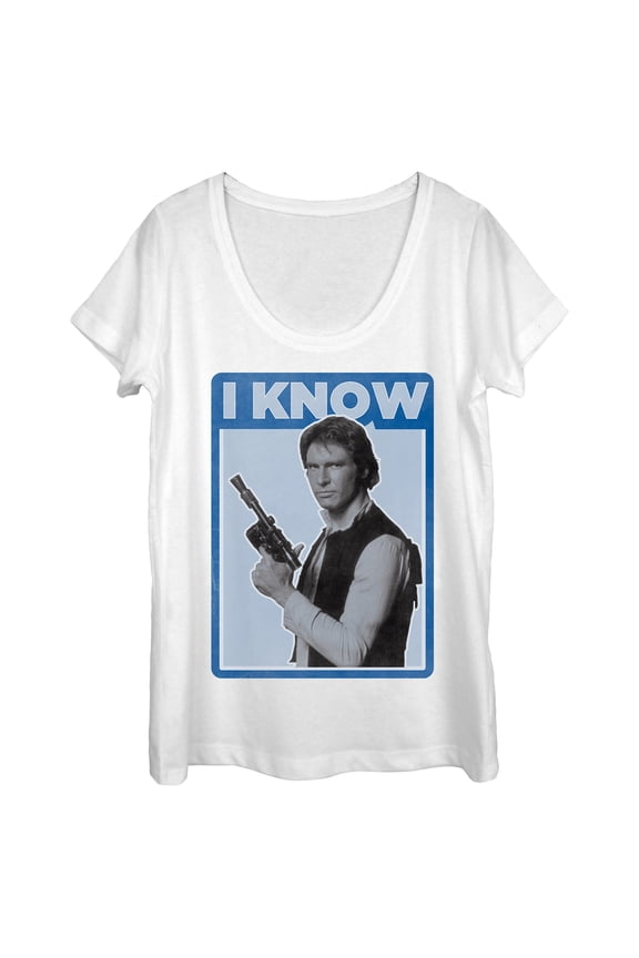 Women's Star Wars Han Solo Quote I Know Scoop Neck White Medium