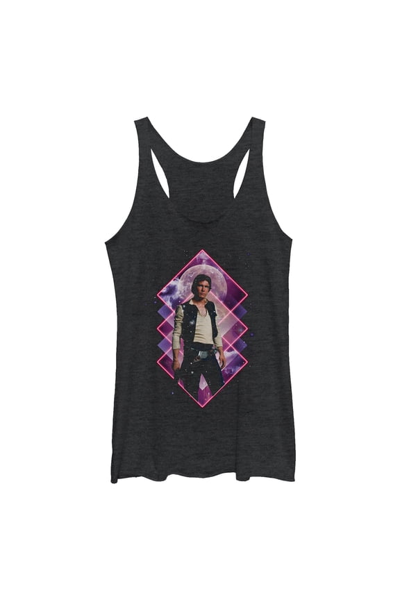 Women's Star Wars Han Solo Retro Heartthrob Racerback Tank Top Black Heather Large