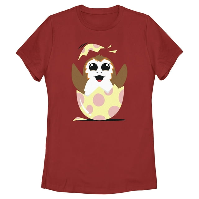 Women's Star Wars Happy Easter Egg Porg Style Graphic Tee Red 2X Large