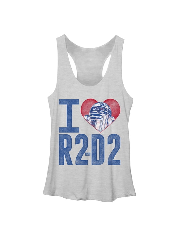 Women's Star Wars I Love R2-D2 Racerback Tank Top White Heather X Large