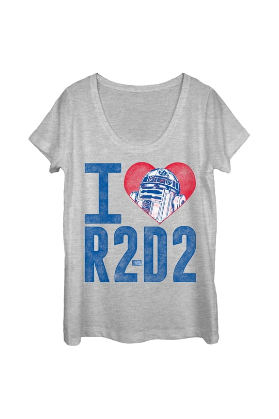 Women's Star Wars I Love R2-D2 Scoop Neck Athletic Heather 2X Large