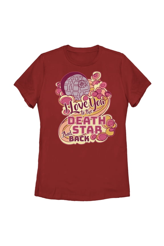 Women's Star Wars I Love You to the Death Star and Back  Graphic Tee Red X Large