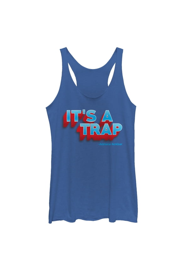 Women's Star Wars It's a Trap Ackbar Quote Racerback Tank Top Royal Blue Heather Medium