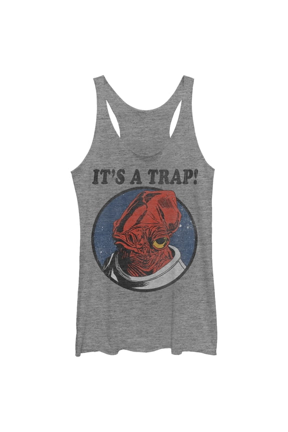 Women's Star Wars It's a Trap Admiral Ackbar Racerback Tank Top Gray Heather Medium