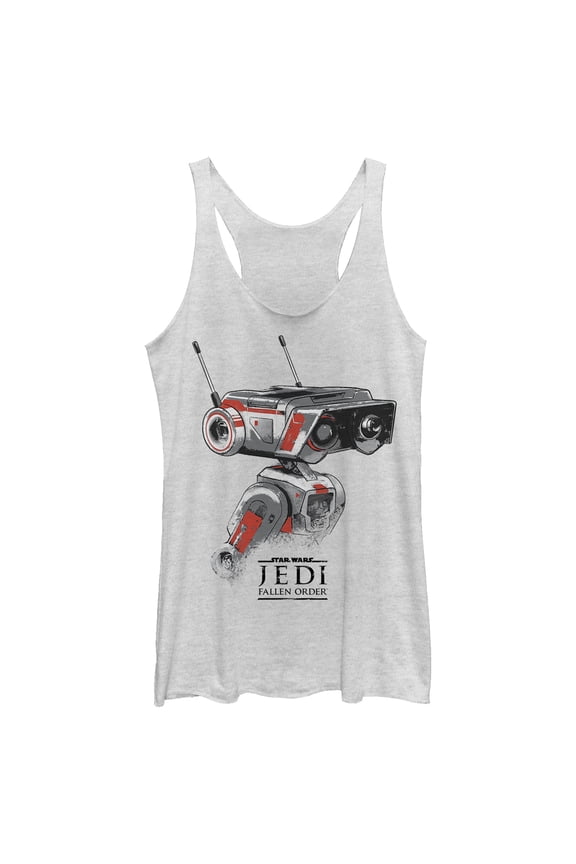 Women's Star Wars Jedi: Fallen Order BD-1 Grunge  Racerback Tank Top White Heather Medium
