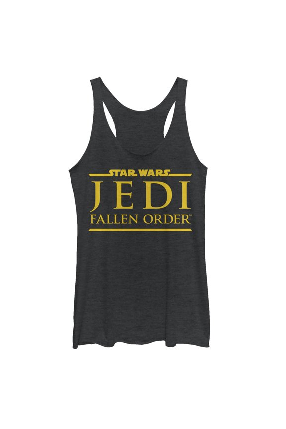 Women's Star Wars Jedi: Fallen Order Golden Logo Racerback Tank Top Black Heather Medium