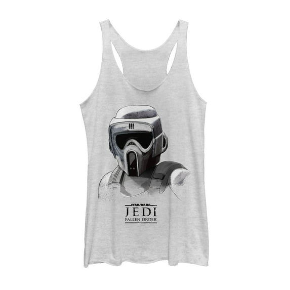 Women's Star Wars Jedi: Fallen Order Grayscale Scout Trooper Racerback Tank Top White Heather X Large