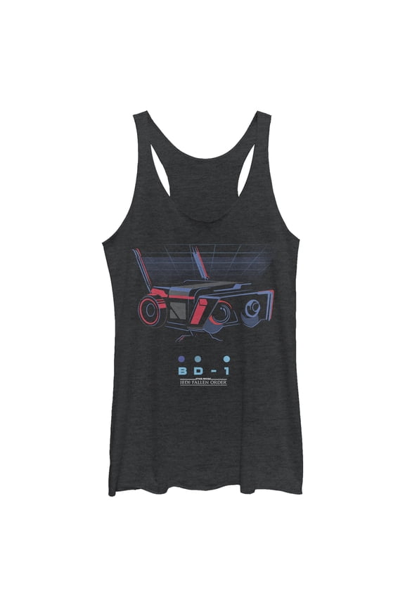 Women's Star Wars Jedi: Fallen Order Retro BD-1 Droid Racerback Tank Top Black Heather Large