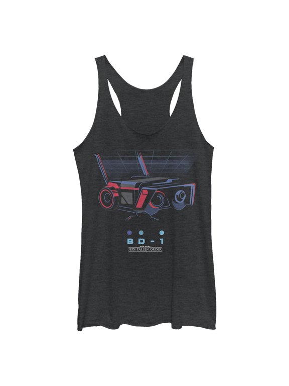 Women's Star Wars Jedi: Fallen Order Retro BD-1 Droid Racerback Tank Top Black Heather Small