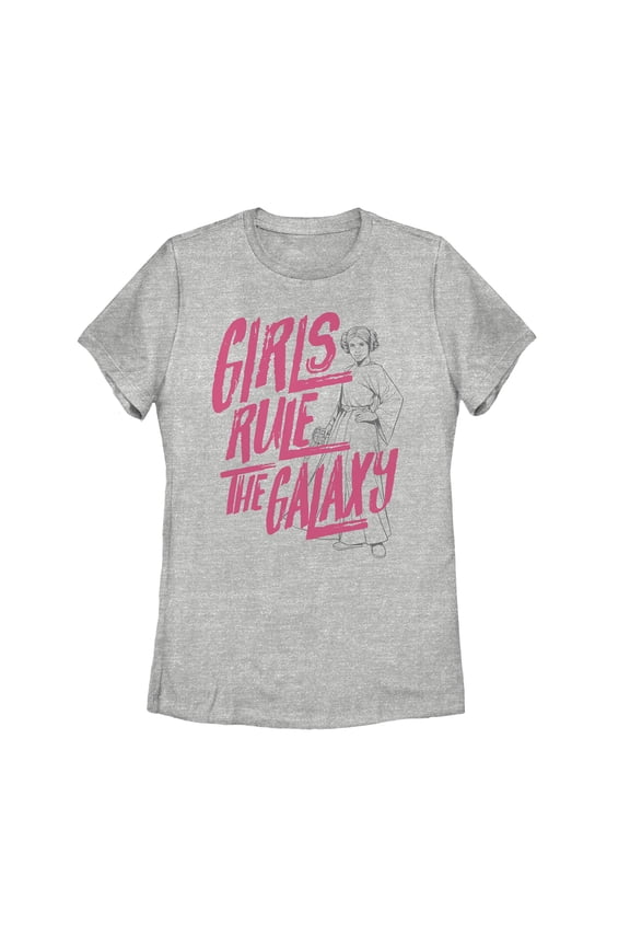 Women's Star Wars Leia Girls Rule Galaxy  Graphic Tee Athletic Heather Medium