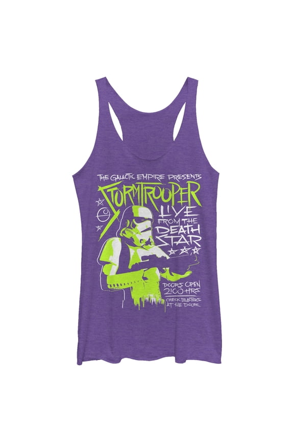 Women's Star Wars Live From The Death Star, Stormtrooper Live In Concert Racerback Tank Top Purple Heather Small