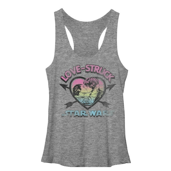 Women's Star Wars Love-Struck Han and Leia Racerback Tank Top Gray Heather X Large