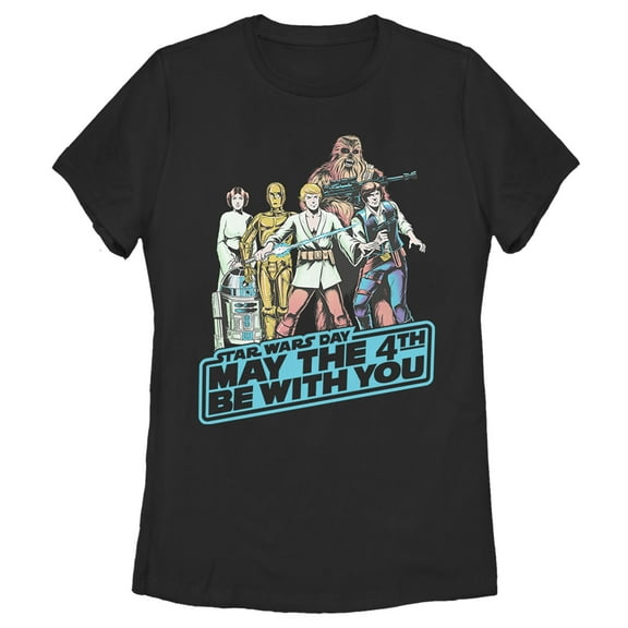 Women's Star Wars May the Fourth Classic Poster  Graphic Tee Black 2X Large