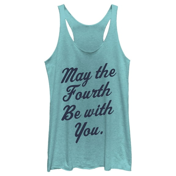 Women's Star Wars May the Fourth Cursive  Racerback Tank Top Tahiti Blue Medium