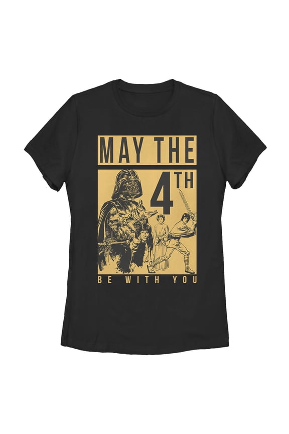 Women's Star Wars May the Fourth Two Tone Box Graphic Tee Black Small