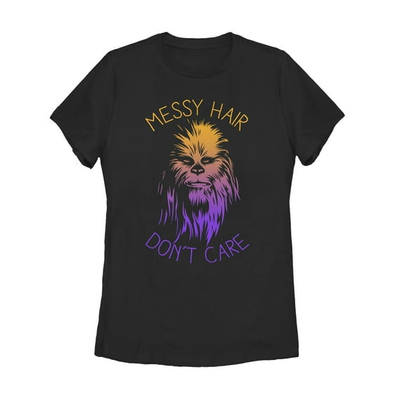 Women's Star Wars Messy Hair Don't Care Chewie  Graphic Tee Black X Large