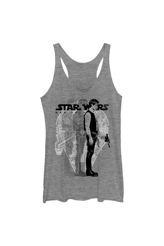 Women's Star Wars Millennium Falcon Han Solo Racerback Tank Top Gray Heather Small