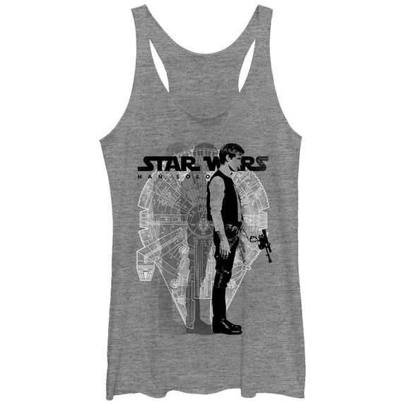 Women's Star Wars Millennium Falcon Han Solo Racerback Tank Top Gray Heather X Large
