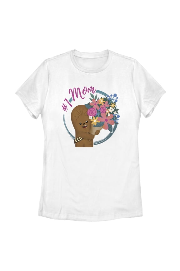 Women's Star Wars Mother's Day Chewbacca #1 Mom Graphic Tee White 2X Large