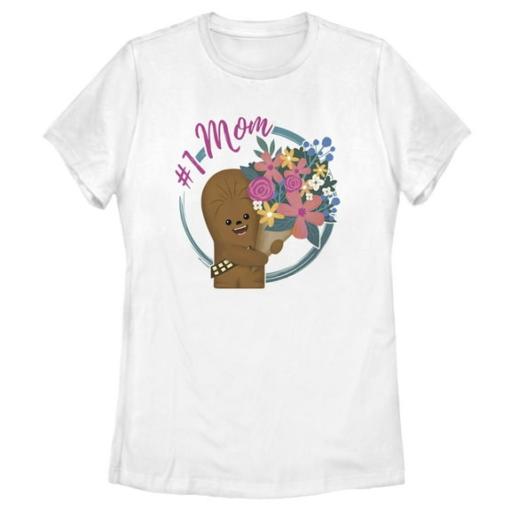 Women's Star Wars Mother's Day Chewbacca #1 Mom  Graphic Tee White X Large
