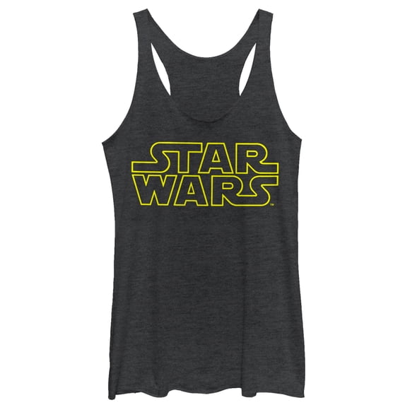 Women's Star Wars Movie Logo Racerback Tank Top Black Heather Large