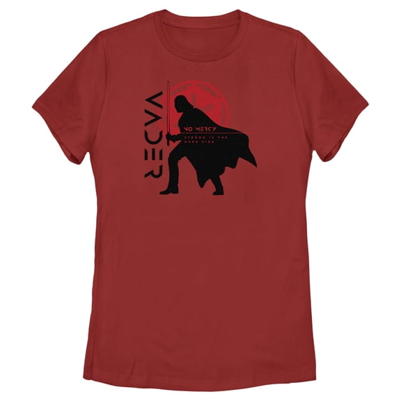 Women's Star Wars: Obi-Wan Kenobi Darth Vader No Mercy Silhouette Graphic Tee Red 2X Large