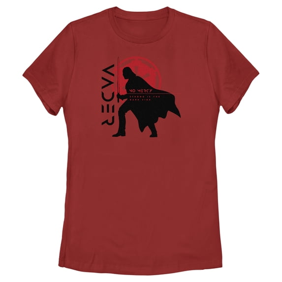 Women's Star Wars: Obi-Wan Kenobi Darth Vader No Mercy Silhouette Graphic Tee Red Medium