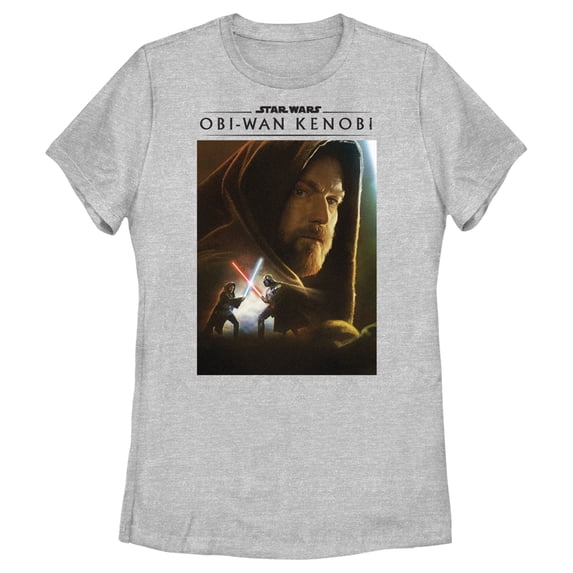 Women's Star Wars: Obi-Wan Kenobi Darth Vader vs Kenobi Artistic Lightsaber Duel Graphic Tee Athletic Heather X Large