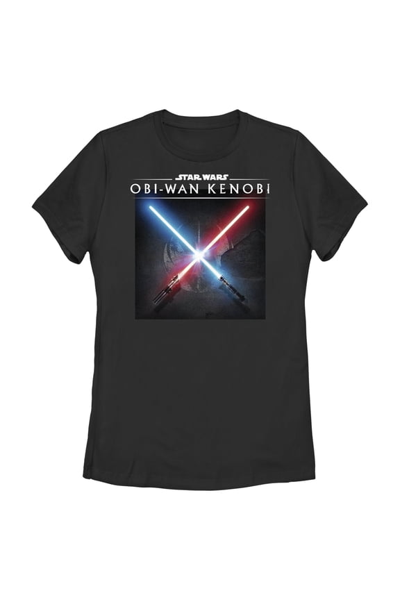 Women's Star Wars: Obi-Wan Kenobi Lightsaber Dark Side vs Jedi Clash Graphic Tee Black Medium