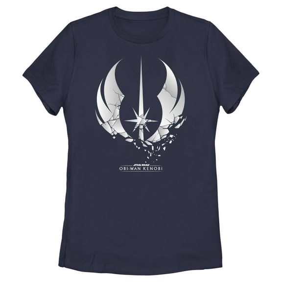 Women's Star Wars: Obi-Wan Kenobi Shattered Jedi Knight Emblem  Graphic Tee Navy Blue Large