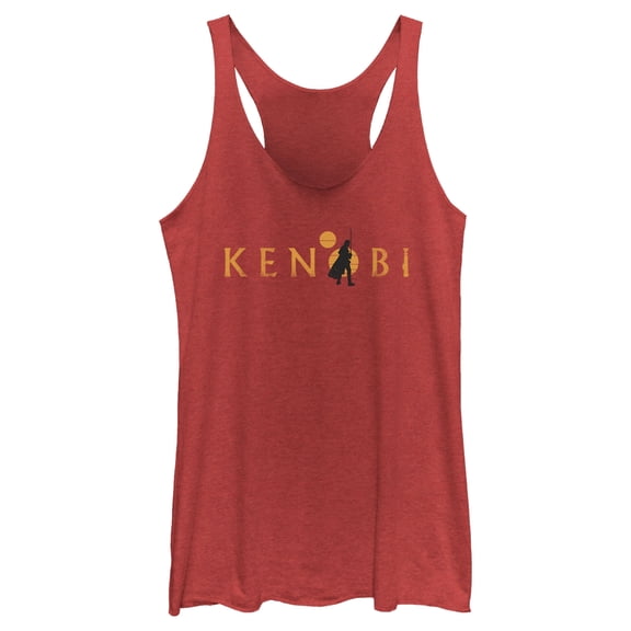 Women's Star Wars: Obi-Wan Kenobi Silhouette Kenobi Two Suns Racerback Tank Top Red Heather X Large