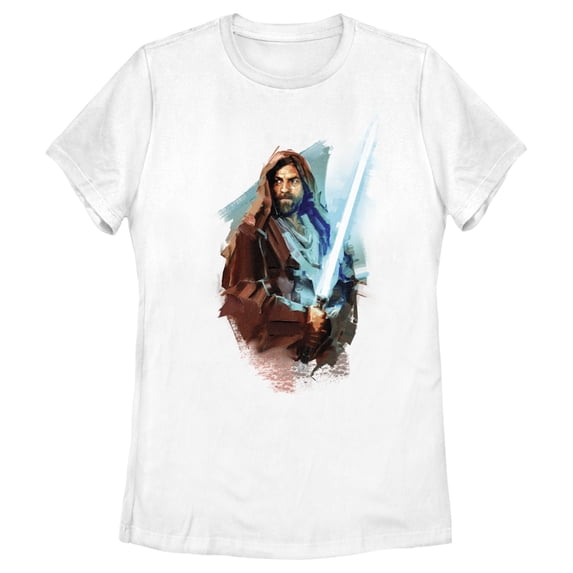 Women's Star Wars: Obi-Wan Kenobi Watercolor Obi-Wan Graphic Tee White Large