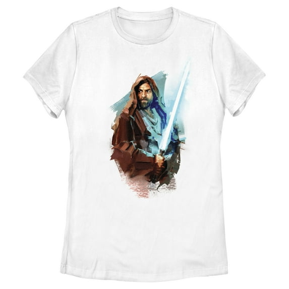 Women's Star Wars: Obi-Wan Kenobi Watercolor Obi-Wan Graphic Tee White Medium
