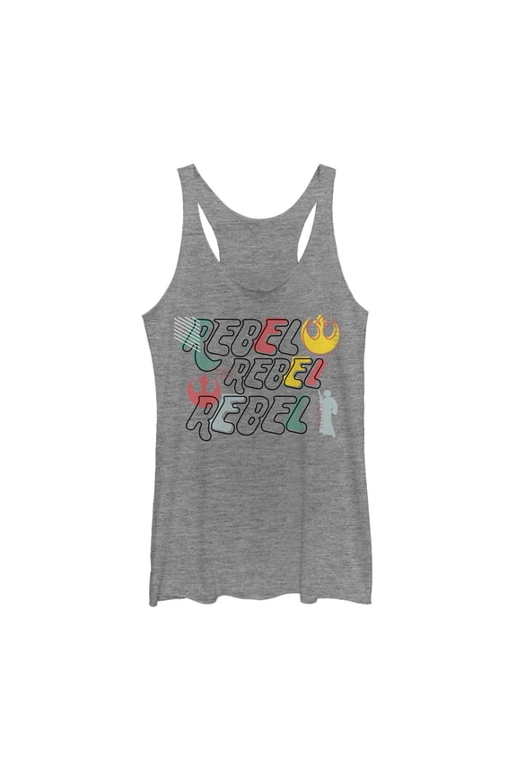 Women's Star Wars Pop '80s Rebel Racerback Tank Top Gray Heather Medium