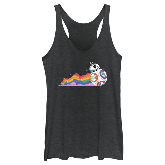 Women's Star Wars Pride Rainbow BB-8  Racerback Tank Top Black Heather Large