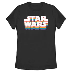 Women's Star Wars Pride Rainbow Classic Logo Graphic Tee Black Medium